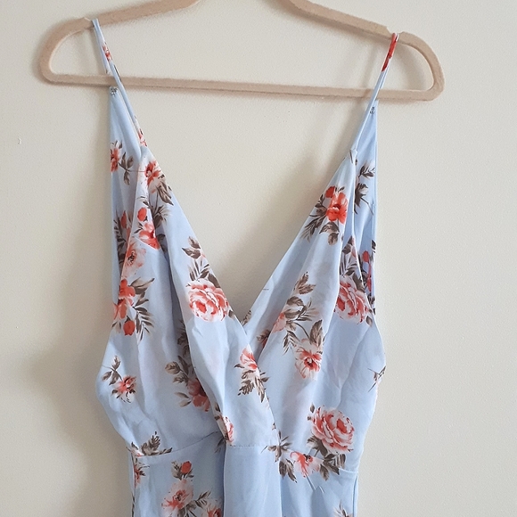 Lush Floral Blue Maxi Dress - Picture 4 of 11
